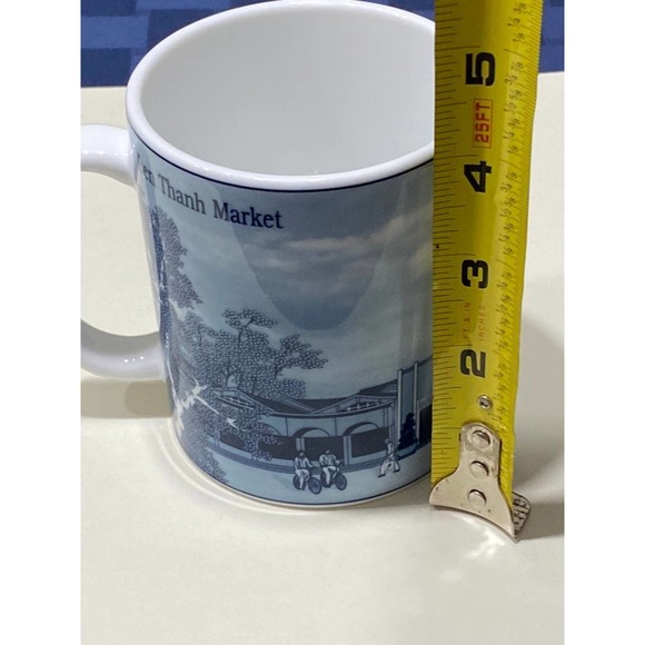 Minh Long Porcelain Blue Coffee Mug Ben Thanh Market Vietnam 12 Oz. - Picture 11 of 11